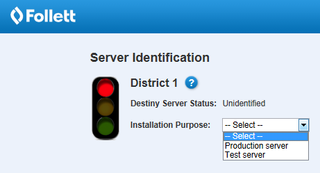 Server Identification pop-up with Installation Puprpose drop-down selected.